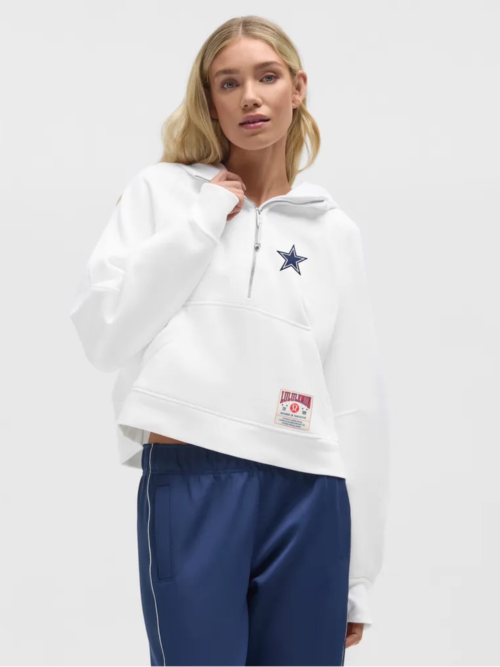 Women's Dallas Cowboys lululemon White Scuba Oversized Half-Zip Hoodie